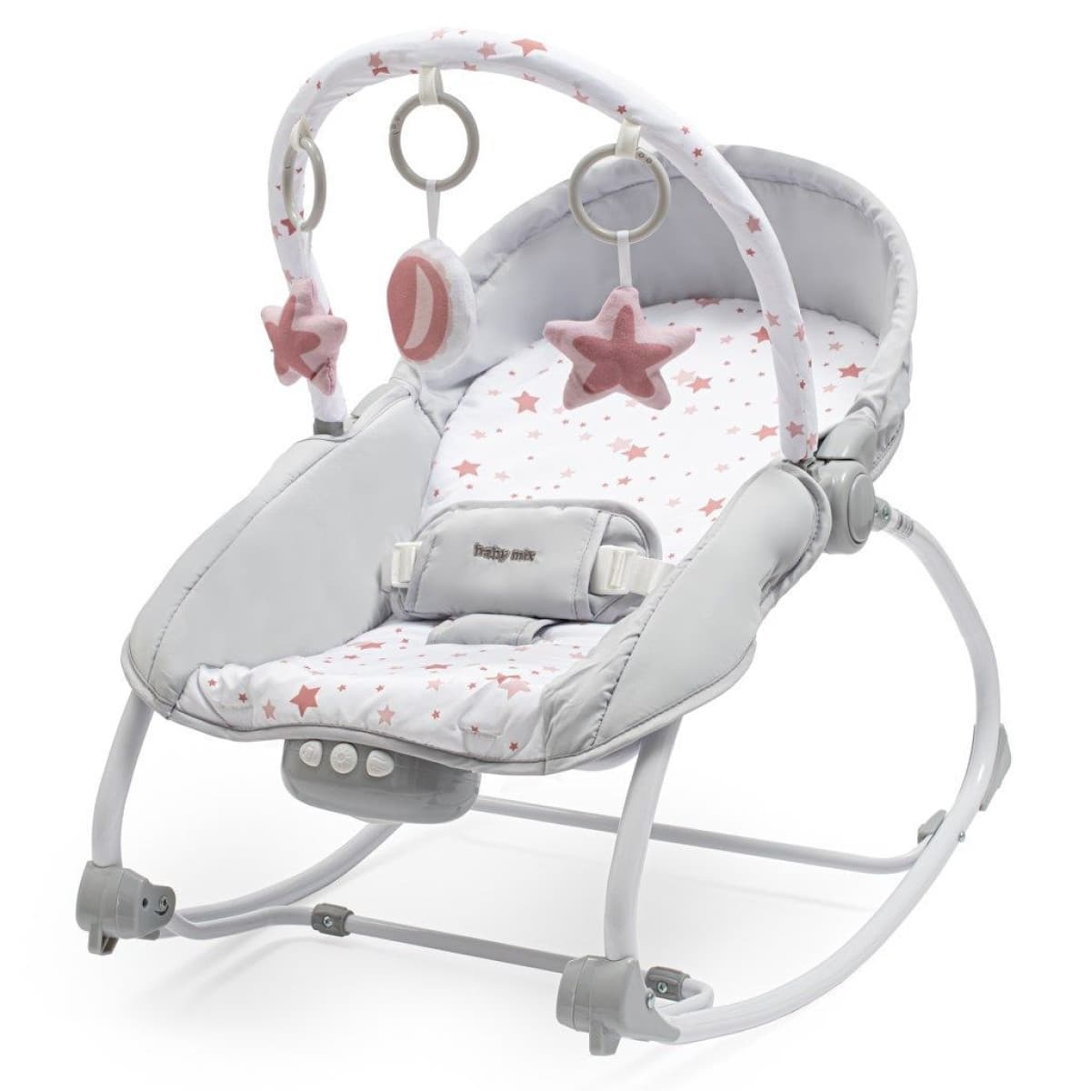 Лежак Baby Mix Зірочки 53427 grey/pink Лежак Baby Mix Зірочки 53427 grey/pink