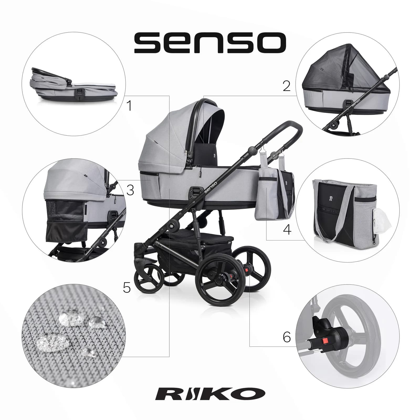 Коляска унiверсальна 2в1 Riko Senso 02 Grey Fox NEW RSS-02 фото 3