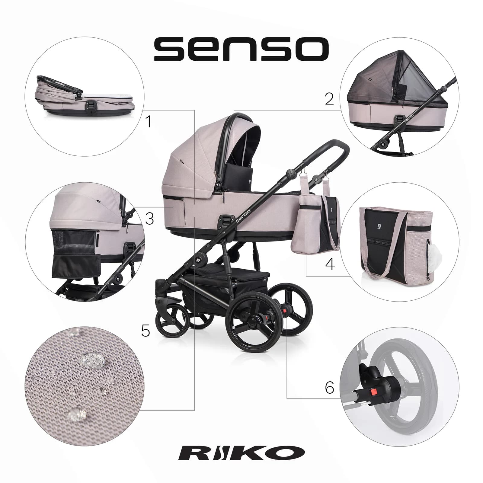 Коляска унiверсальна 2в1 Riko Senso 04 Rose NEW RSS-04 фото 3 Коляска унiверсальна 2в1 Riko Senso 04 Rose NEW RSS-04 фото 3