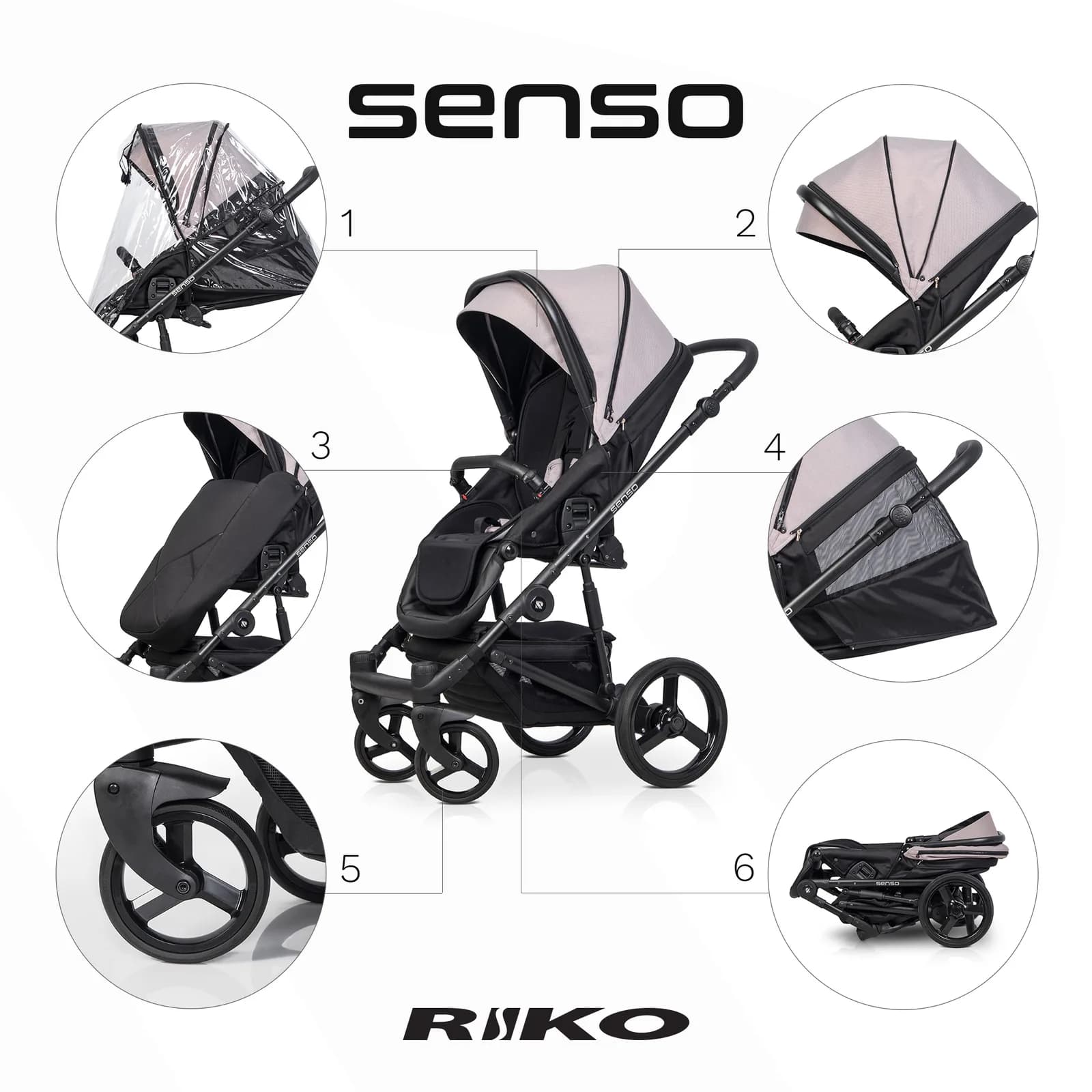 Коляска унiверсальна 2в1 Riko Senso 04 Rose NEW RSS-04 фото 2 Коляска унiверсальна 2в1 Riko Senso 04 Rose NEW RSS-04 фото 2