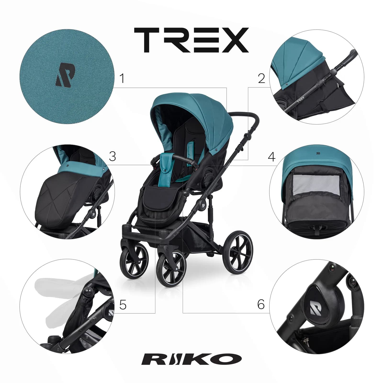Коляска универсальная 2в1 Riko TREX 04 Lagoon NEW RTX-04 фото 8