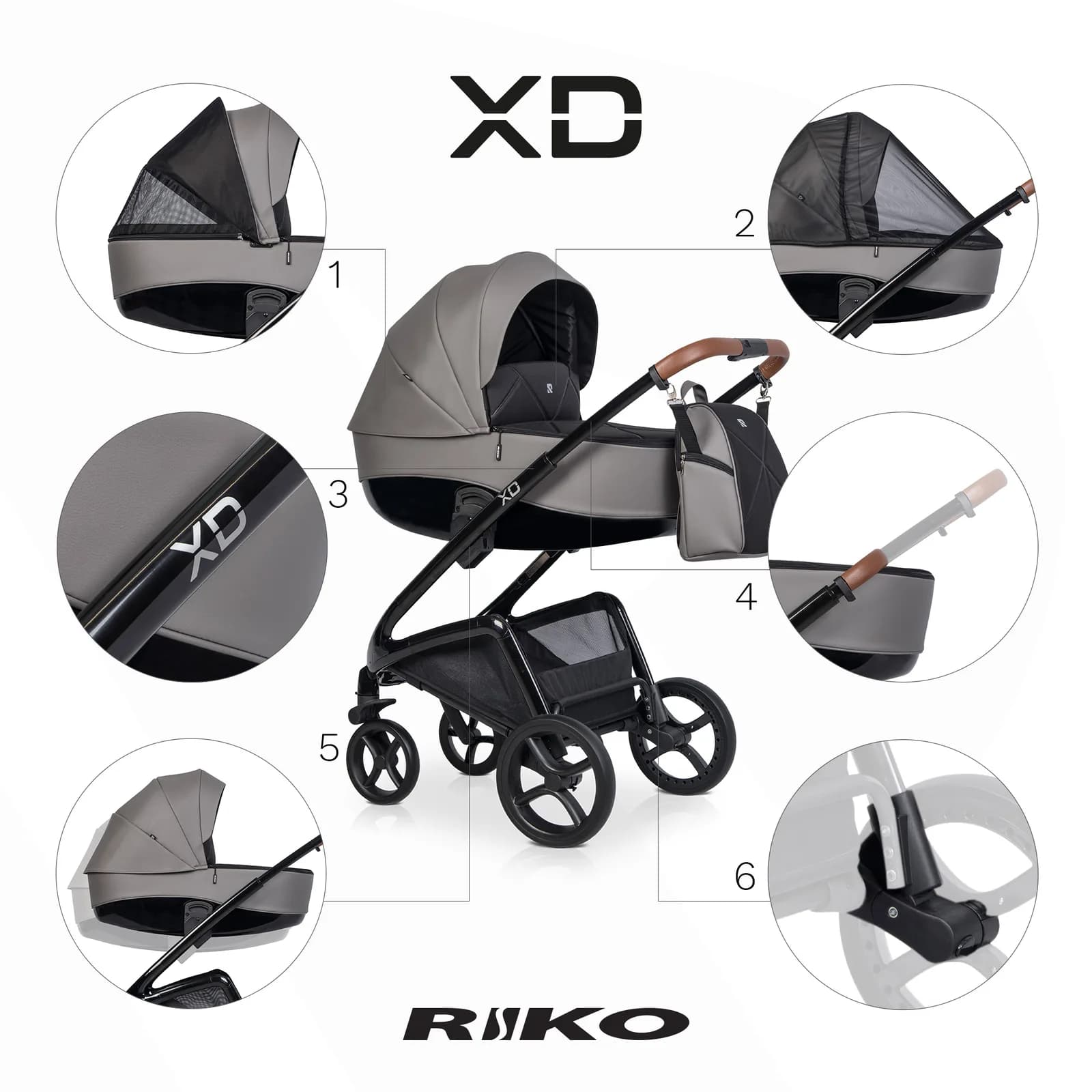 Коляска унiверсальна 2в1 Riko XD PRO 01 Anthracite NEW RXD-01 фото 3 Коляска унiверсальна 2в1 Riko XD PRO 01 Anthracite NEW RXD-01 фото 3