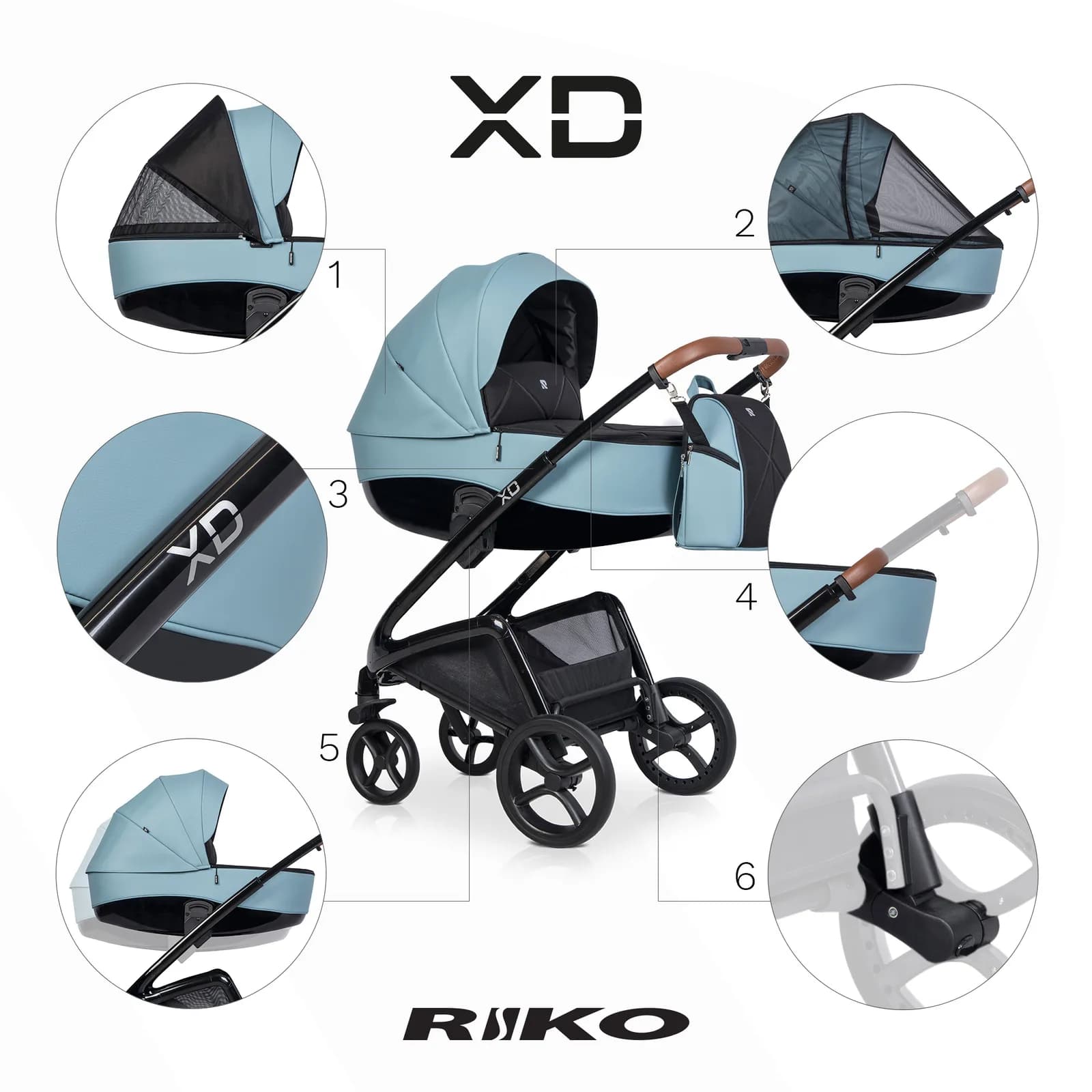 Коляска универсальная 2в1 Riko XD PRO 02 Crystal Blue NEW RXD-02 фото 5 Коляска универсальная 2в1 Riko XD PRO 02 Crystal Blue NEW RXD-02 фото 5