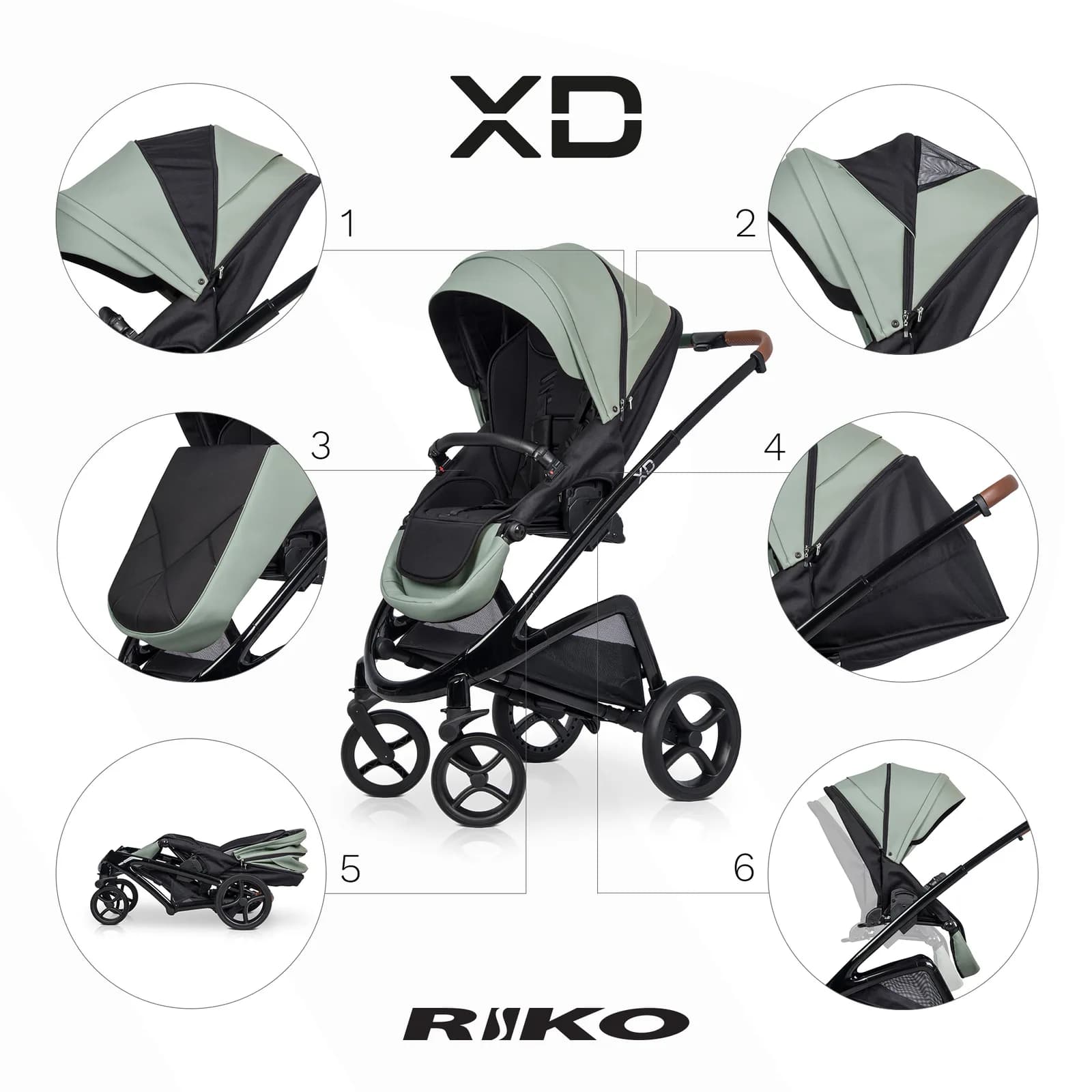 Коляска унiверсальна 2в1 Riko XD PRO 04 Lagoon NEW RXD-04 фото 3