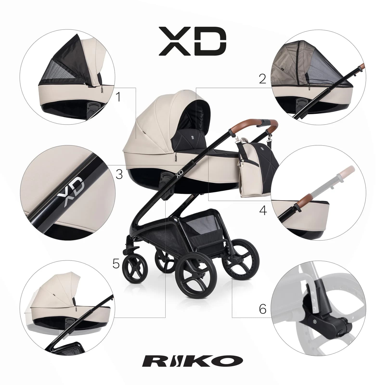 Коляска универсальная 2в1 Riko XD PRO 05 Sand NEW RXD-05 фото 2 Коляска универсальная 2в1 Riko XD PRO 05 Sand NEW RXD-05 фото 2