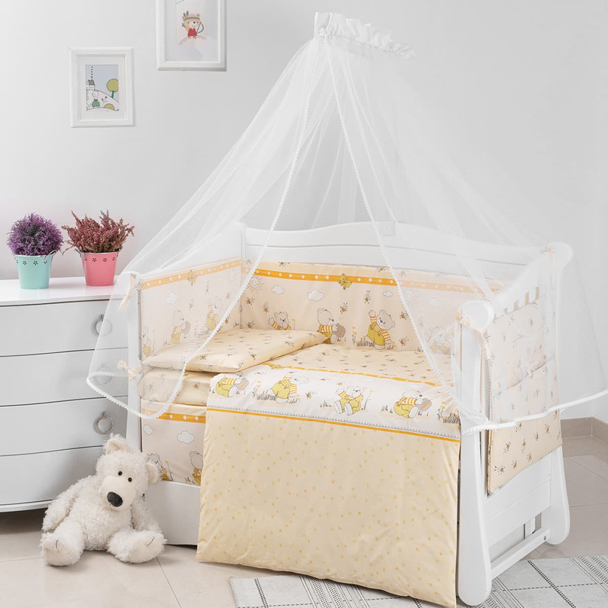 Бампер Twins Comfort 2051-C-014 Пухнасті ведмедики жовті