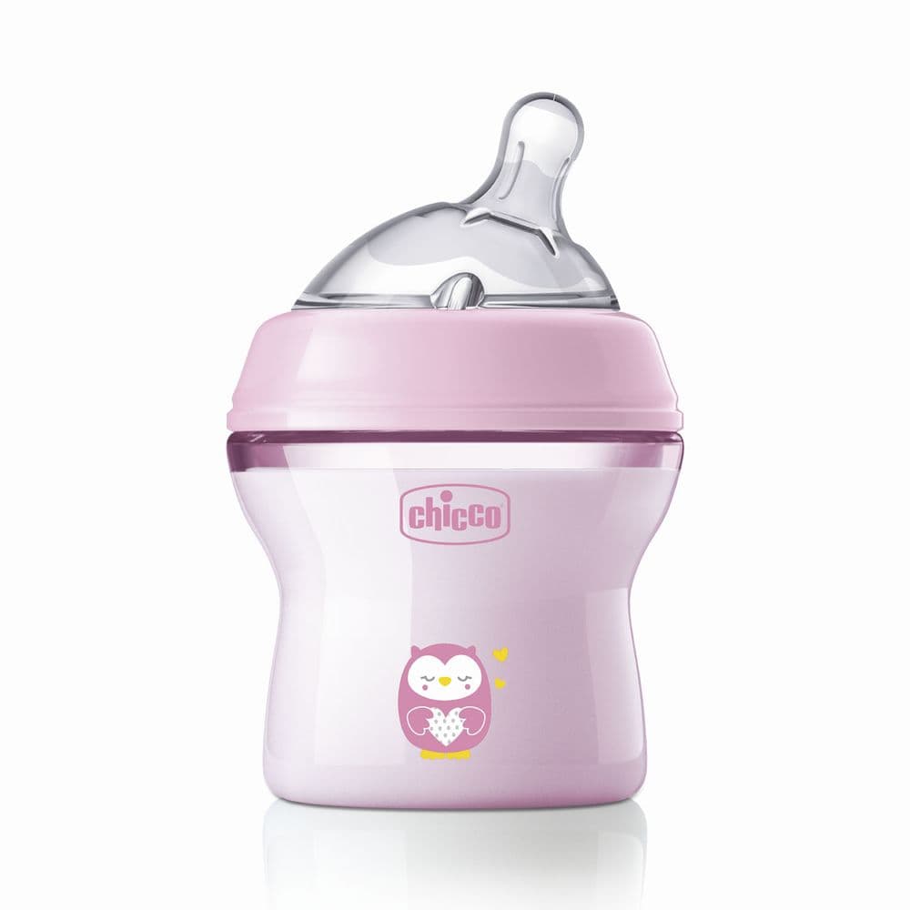Бутылочка пластиковая Chicco Natural Feeling 150мл, соска силиконовая, медленный поток 0+ 81311.10