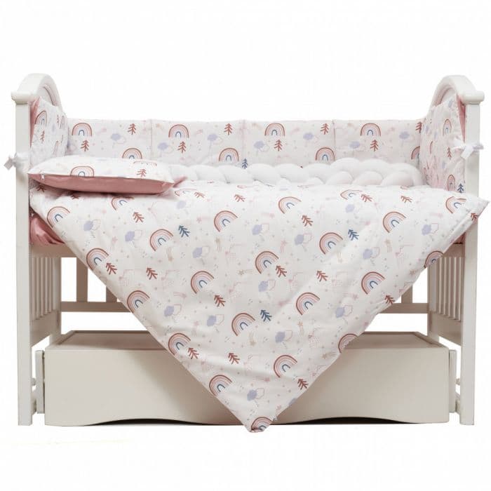 Постельный комплект Twins Rainbow powder pink 7ед 4073-TR-24 Постельный комплект Twins Rainbow powder pink 7ед 4073-TR-24