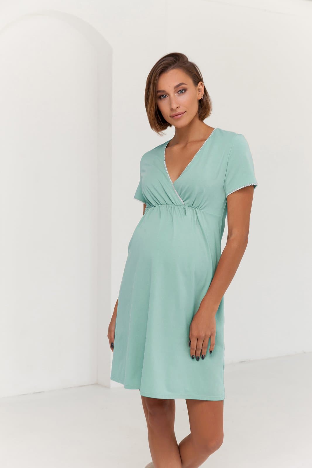 Ночная рубашка для беременных и кормления XS-XL Юла мама ALISA LIGHT NW-1.4.13 -зеленый Ночная рубашка для беременных и кормления XS-XL Юла мама ALISA LIGHT NW-1.4.13 -зеленый