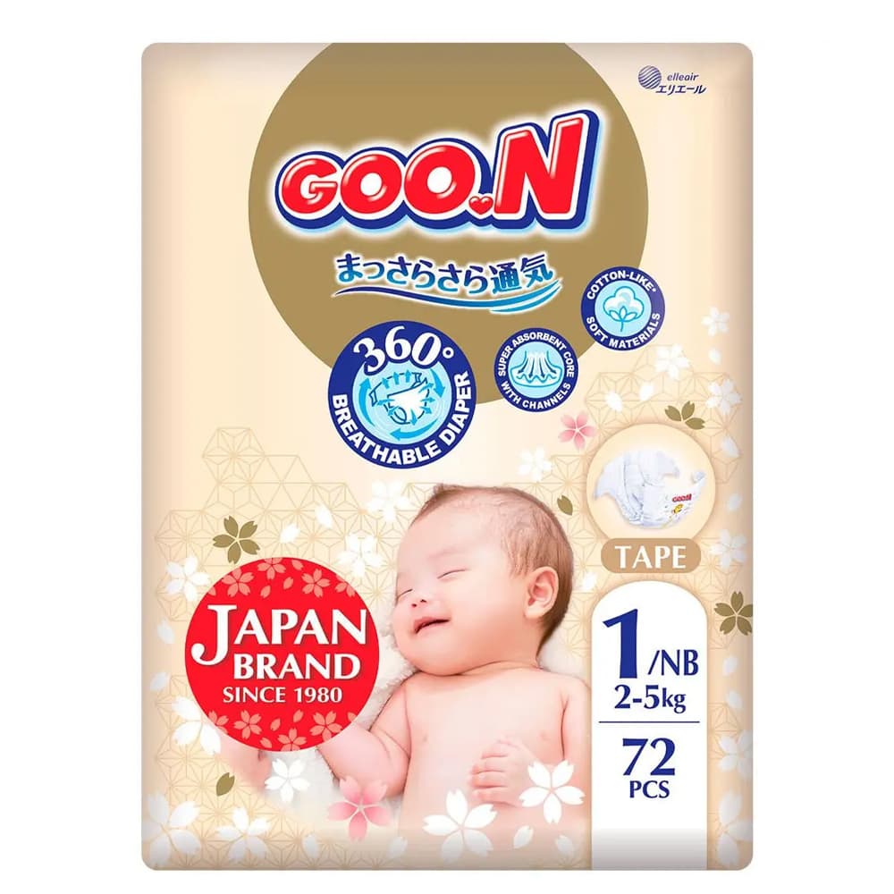 Подгузники Goo.N newborn Premium Soft (0-5кг) 72шт F1010101-152