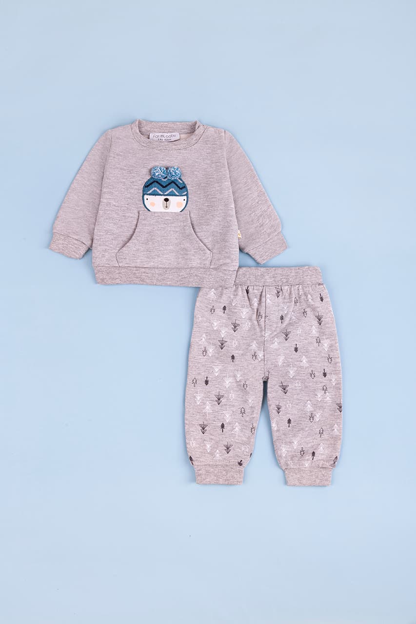 Комплект (кофта+штаны) 62-80 For my baby 226112 -серый