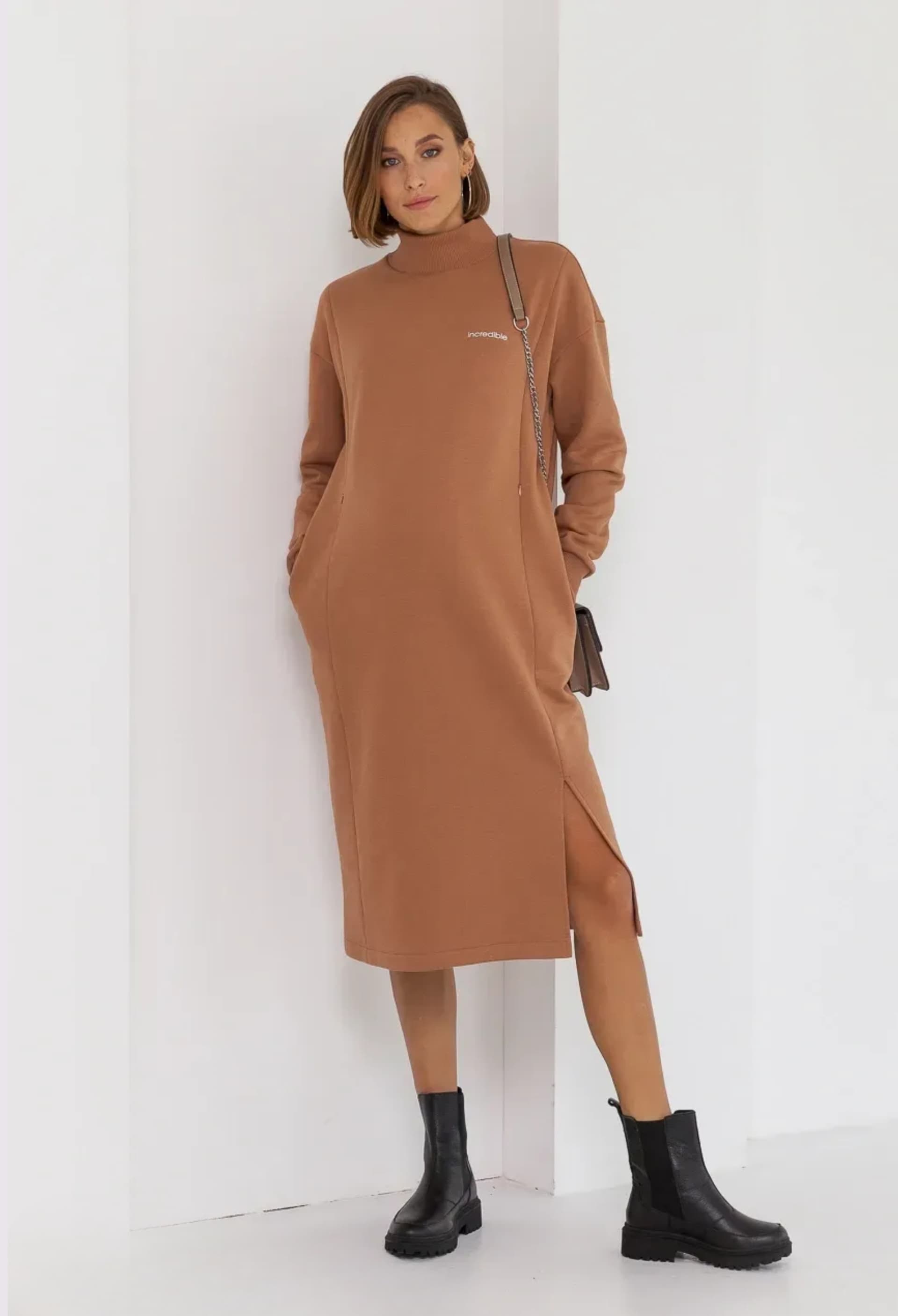 Платье для беременных и кормления Юла мама Maisie warm DR-41.141 -коричневый