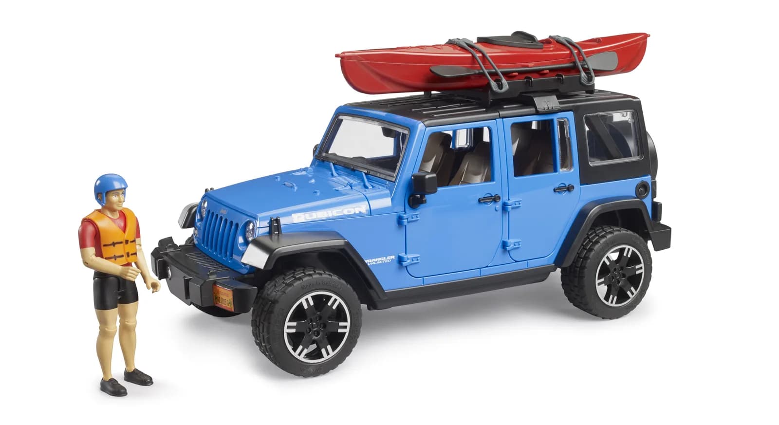 Джип Jeep Wrangler Rubicon Unlimited з каяком та фігуркою 1:16 Bruder 02529 фото 2 Джип Jeep Wrangler Rubicon Unlimited з каяком та фігуркою 1:16 Bruder 02529 фото 2