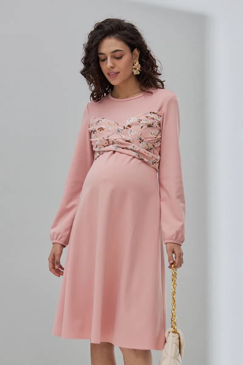 Сукня для вагітних та годування S-XL Юла мама MAGNOLIA DR-30.091 -рожевий фото 3 Сукня для вагітних та годування S-XL Юла мама MAGNOLIA DR-30.091 -рожевий фото 3