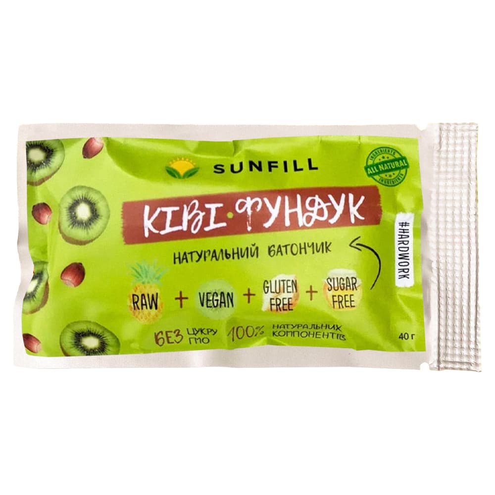 Батончик киви, фундук Sunfill 40г 260071 Батончик киви, фундук Sunfill 40г 260071