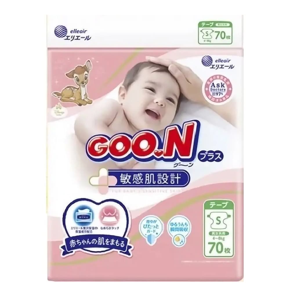 Подгузники Goo.N Plus S 70шт 21000627-Унисекс Подгузники Goo.N Plus S 70шт 21000627-Унисекс