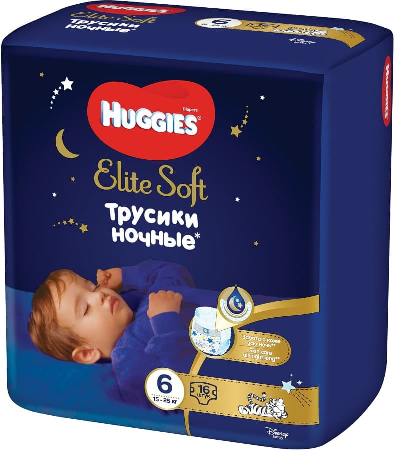 Подгузники-трусики Huggies Elite Soft ночные 6 16шт 354818 Подгузники-трусики Huggies Elite Soft ночные 6 16шт 354818