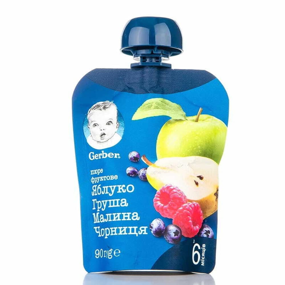 Пюре яблуко, груша, малина, чорниця Gerber 90г 595690 Пюре яблуко, груша, малина, чорниця Gerber 90г 595690