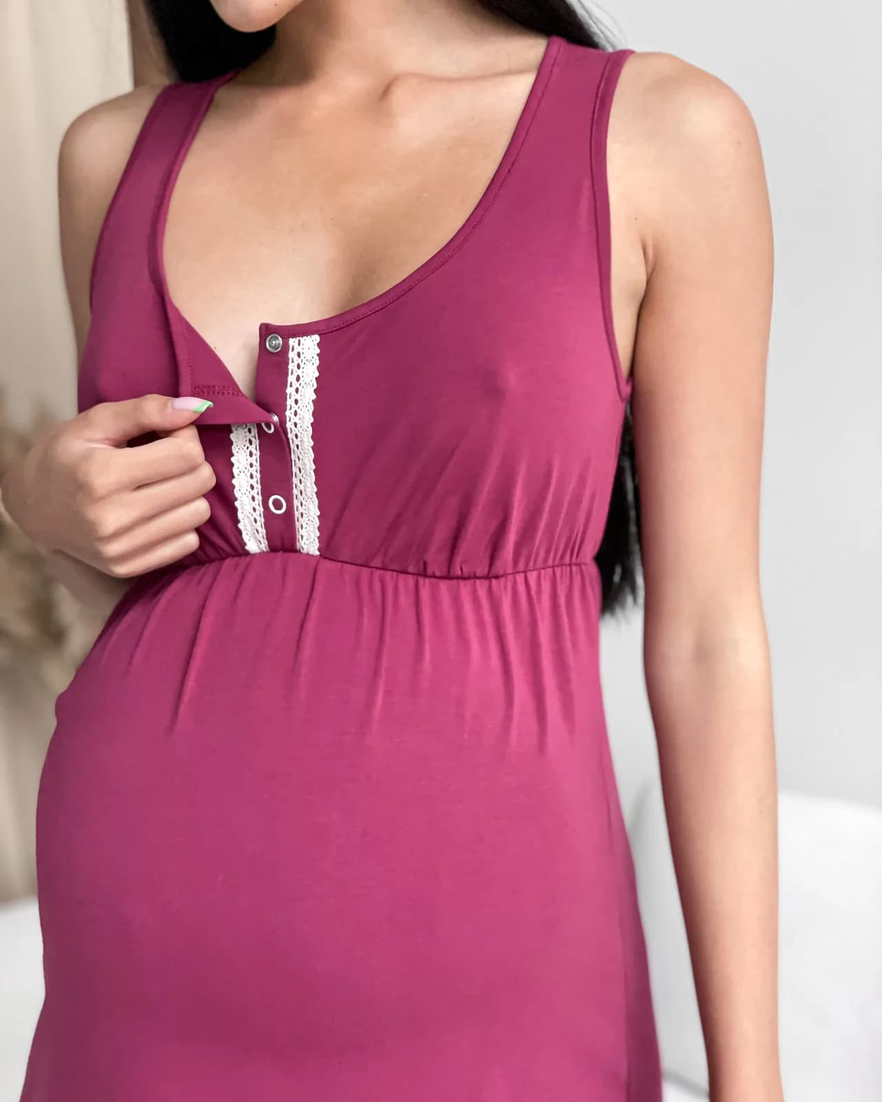 Нічна сорочка для вагітних та годування XS-XL Мамин Дім Honey 24140-Бордовий фото 6 Нічна сорочка для вагітних та годування XS-XL Мамин Дім Honey 24140-Бордовий фото 6