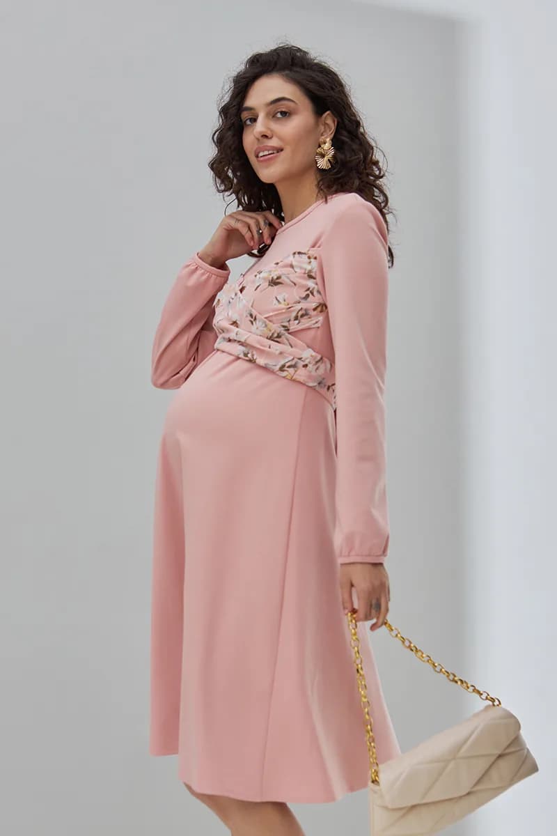 Сукня для вагітних та годування S-XL Юла мама MAGNOLIA DR-30.091 -рожевий фото 8 Сукня для вагітних та годування S-XL Юла мама MAGNOLIA DR-30.091 -рожевий фото 8