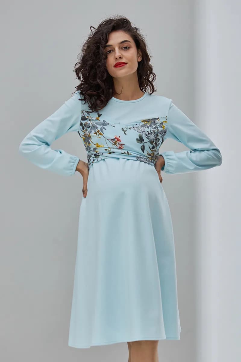 Сукня для вагітних та годування S-XL Юла мама MAGNOLIA DR-30.092 -блакитний фото 6 Сукня для вагітних та годування S-XL Юла мама MAGNOLIA DR-30.092 -блакитний фото 6