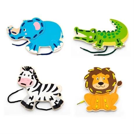 Шнурівка дерев'яна Viga Toys Дикі тварини 51326 фото 2 Шнурівка дерев'яна Viga Toys Дикі тварини 51326 фото 2