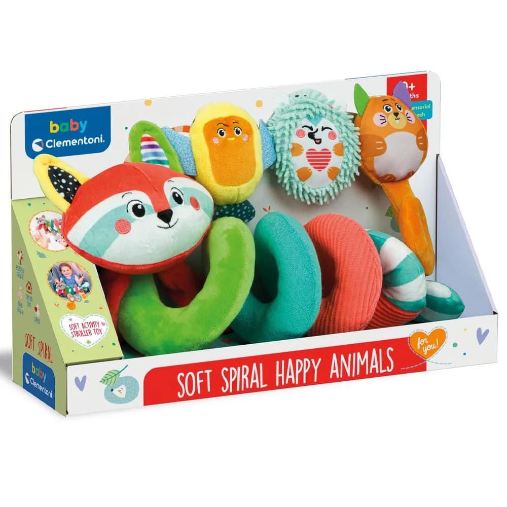 Игрушка на коляску Clementoni Soft Spiral Happy Animals 17799 фото 5 Игрушка на коляску Clementoni Soft Spiral Happy Animals 17799 фото 5