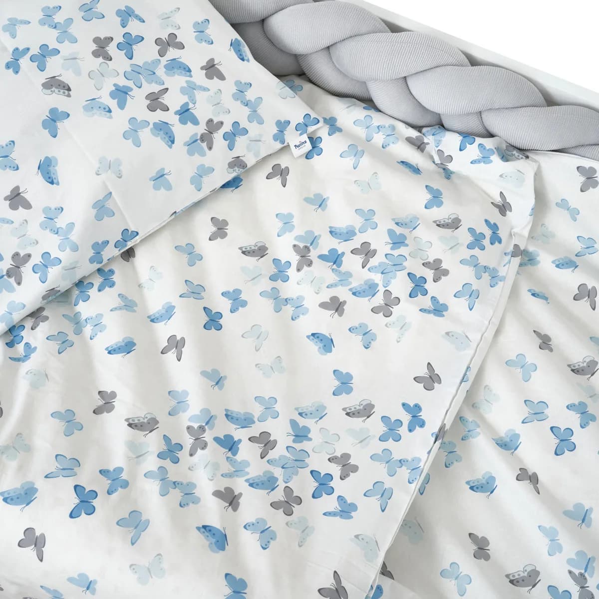 Постельный комплект Twins Butterfly 4ед 1185-TPB-04W white/blue фото 2 Постельный комплект Twins Butterfly 4ед 1185-TPB-04W white/blue фото 2