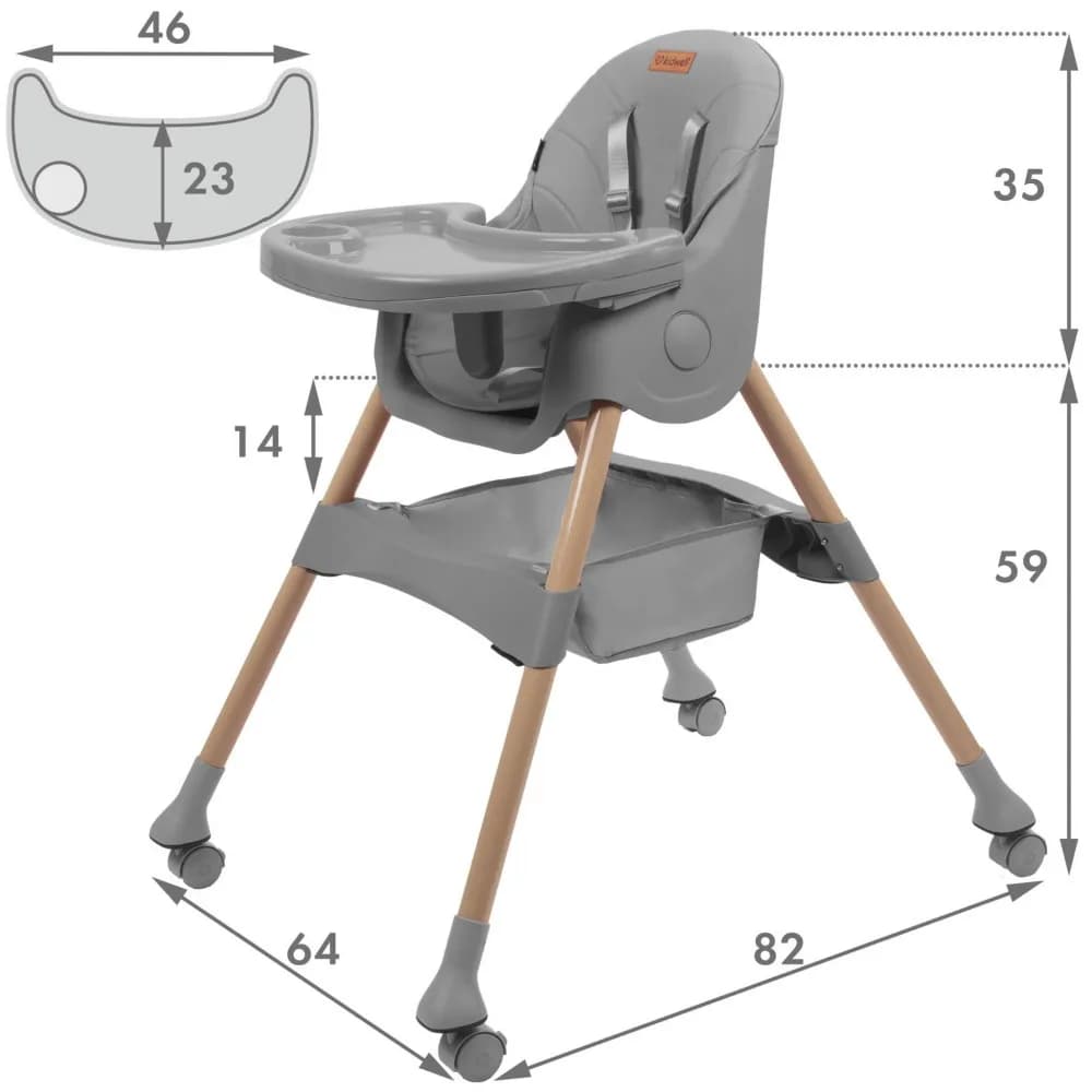 Стульчик для кормления Kidwell Karimi gray KKG фото 2 Стульчик для кормления Kidwell Karimi gray KKG фото 2