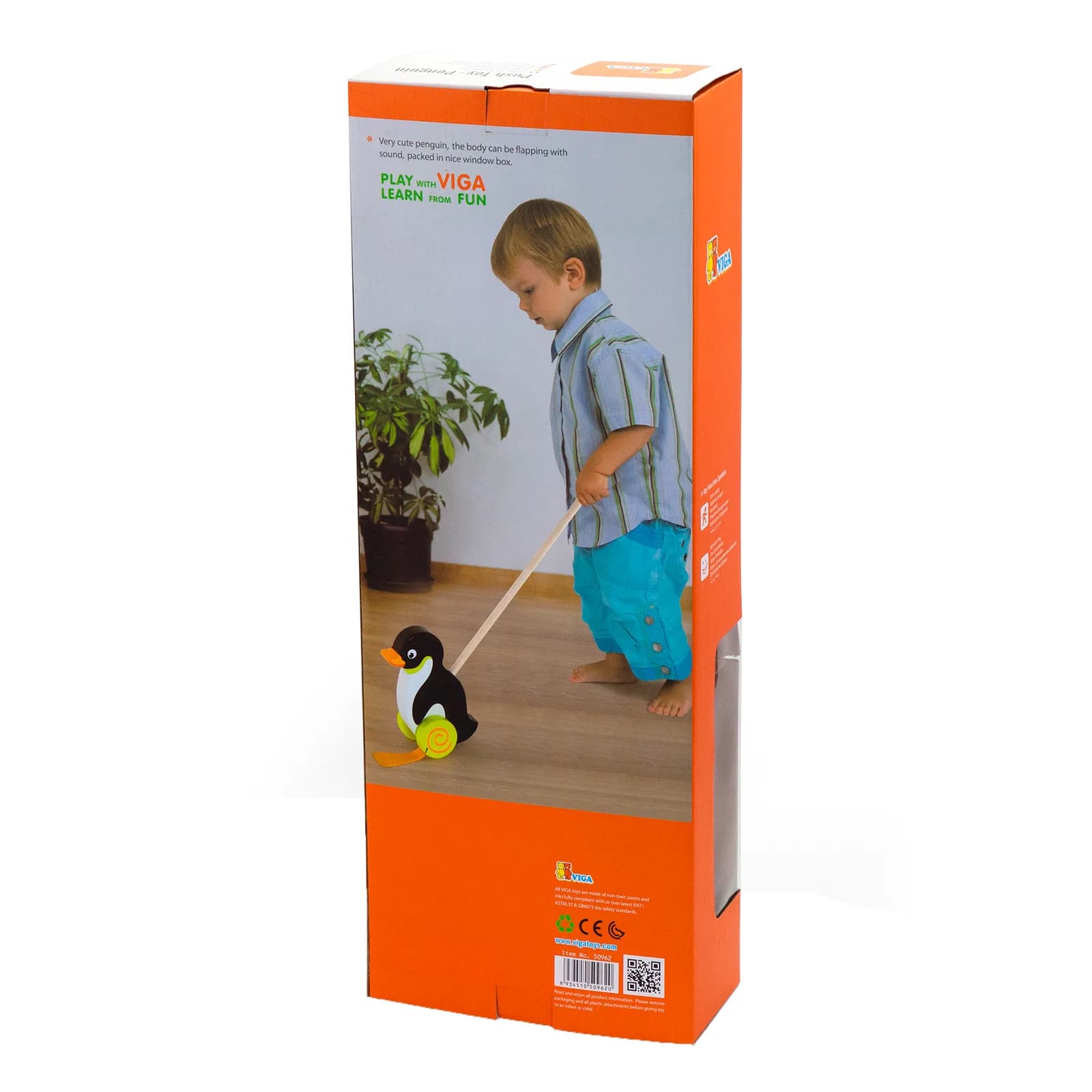 Каталка дерев'яна Viga Toys Пінгвінчик 50962 фото 2 Каталка дерев'яна Viga Toys Пінгвінчик 50962 фото 2