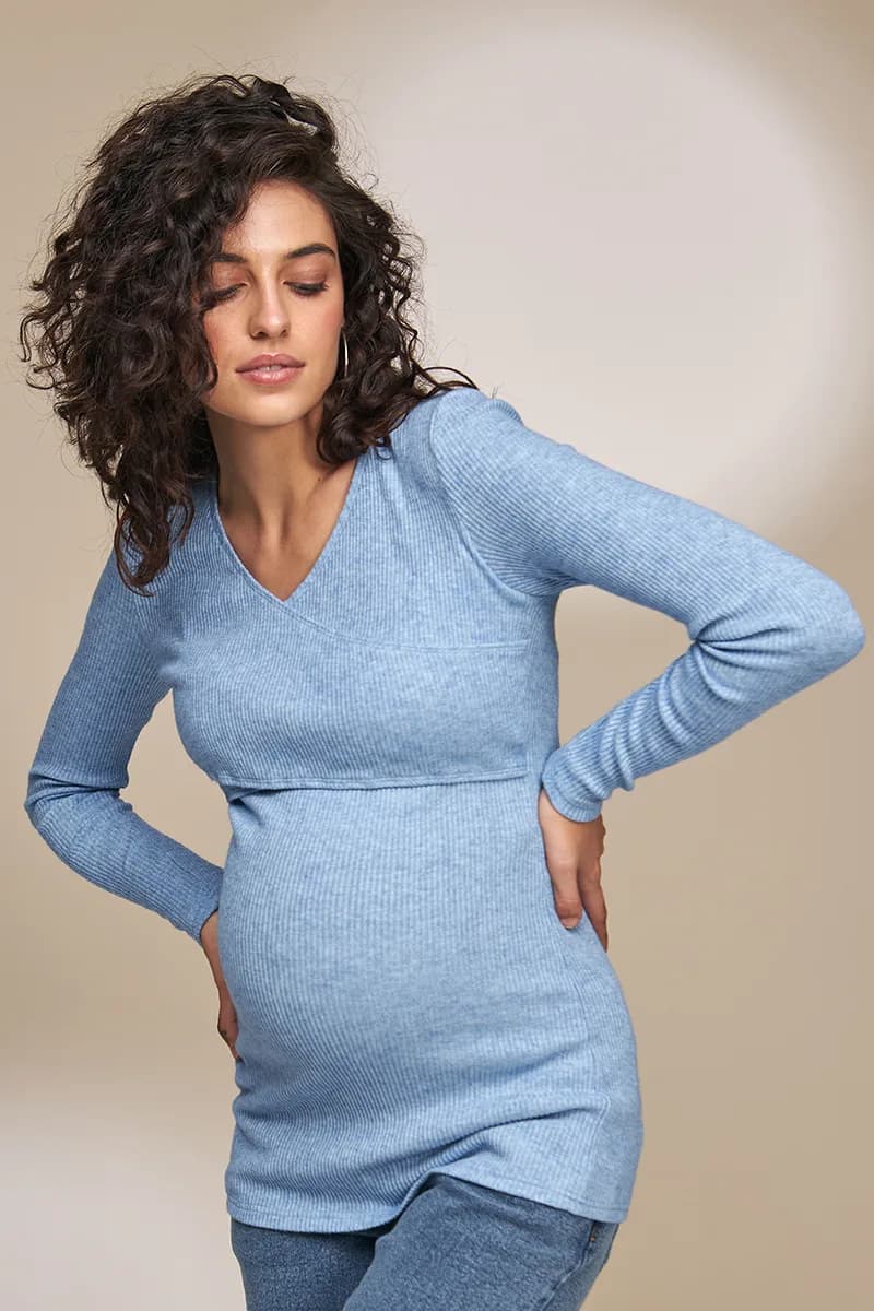 Джемпер для беременных и кормления S-XL Юла мама HELEN BL-33.012 -голубой фото 2 Джемпер для беременных и кормления S-XL Юла мама HELEN BL-33.012 -голубой фото 2
