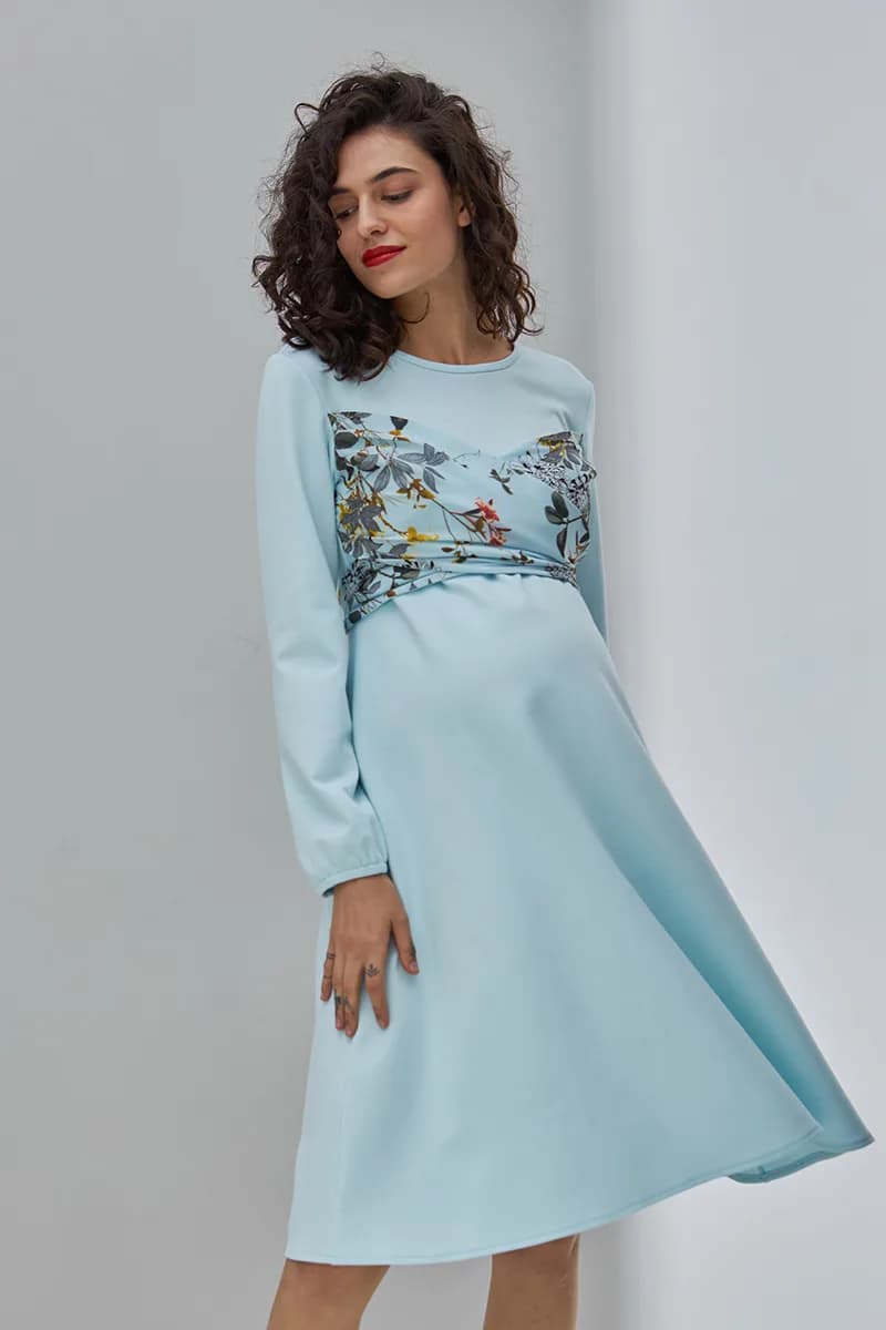 Сукня для вагітних та годування S-XL Юла мама MAGNOLIA DR-30.092 -блакитний фото 3 Сукня для вагітних та годування S-XL Юла мама MAGNOLIA DR-30.092 -блакитний фото 3