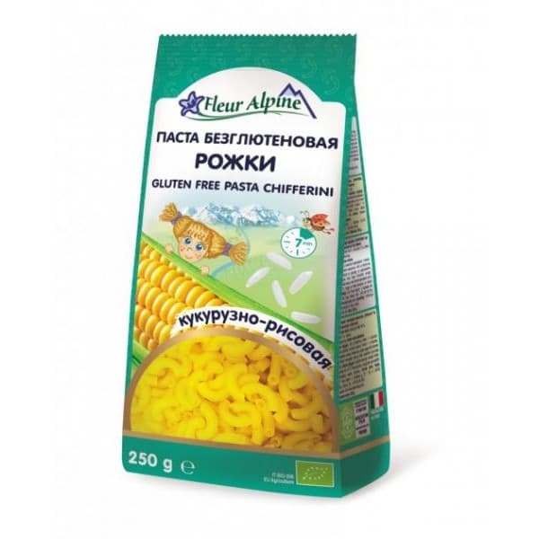 Макароны органические кукурузно-рисовые Fleur Alpine Рожки 250г 1584007 Макароны органические кукурузно-рисовые Fleur Alpine Рожки 250г 1584007