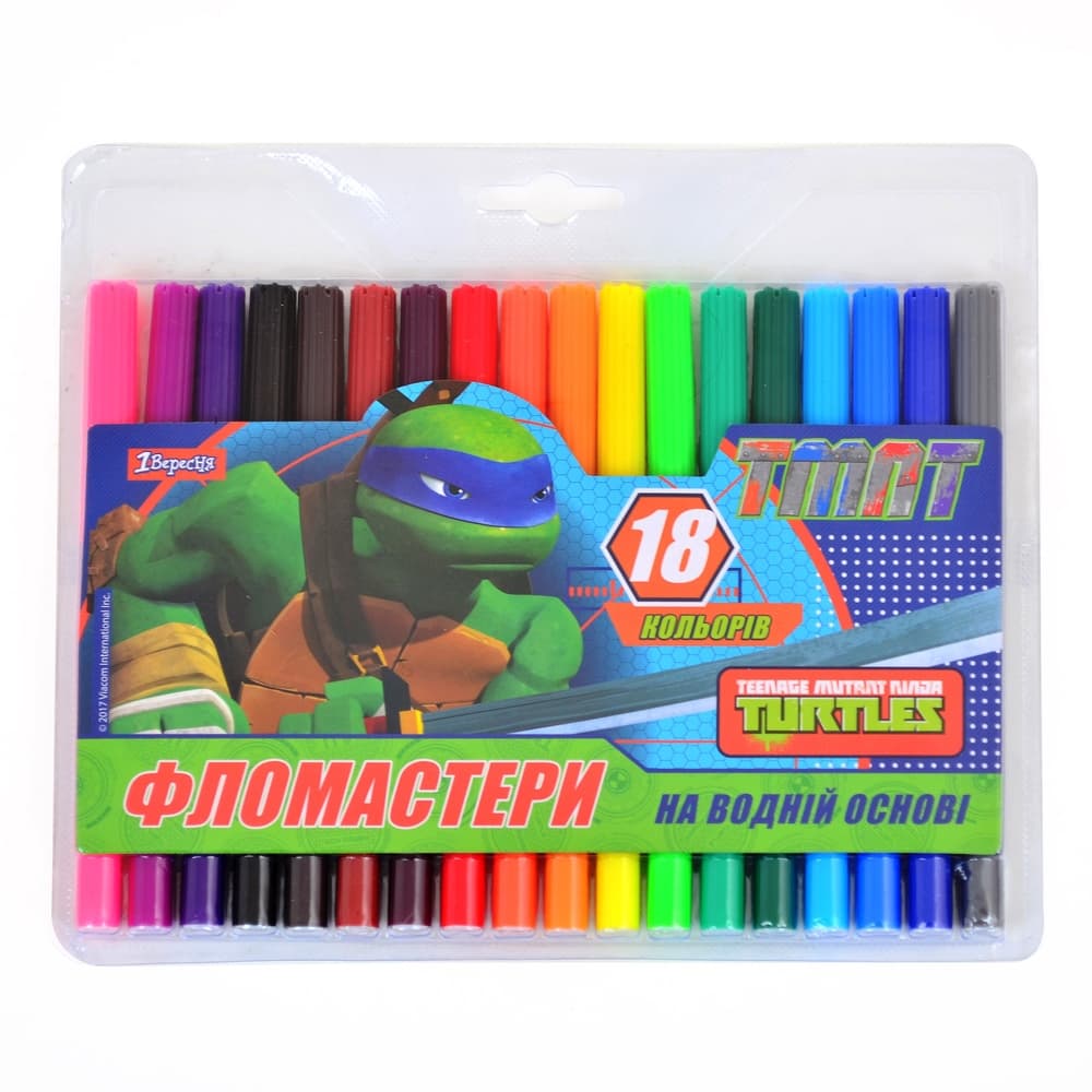 Фломастери 1Вересня Ninja Turtles 18кол 650323 Фломастери 1Вересня Ninja Turtles 18кол 650323