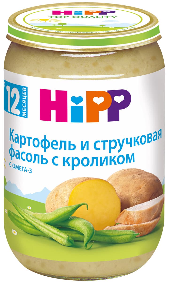 Пюре картопля та спаржева квасоля з кроликом HIPP 220 г 6853 Пюре картопля та спаржева квасоля з кроликом HIPP 220 г 6853