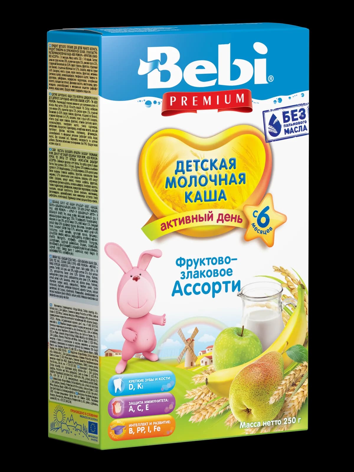 Каша Bebi Премиум молочная фруктово-злаковое ассорти 200г 1104821 фото 2 Каша Bebi Премиум молочная фруктово-злаковое ассорти 200г 1104821 фото 2