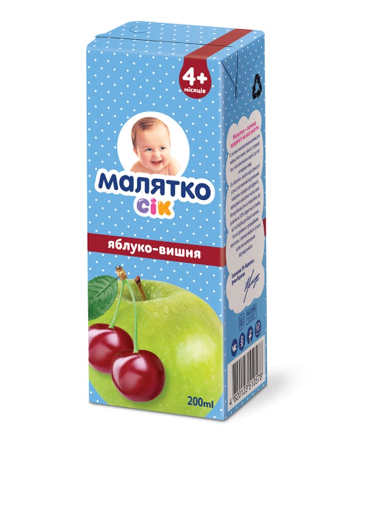 Сік яблуко, вишня ТВА Малятко 200мл 10936 Сік яблуко, вишня ТВА Малятко 200мл 10936