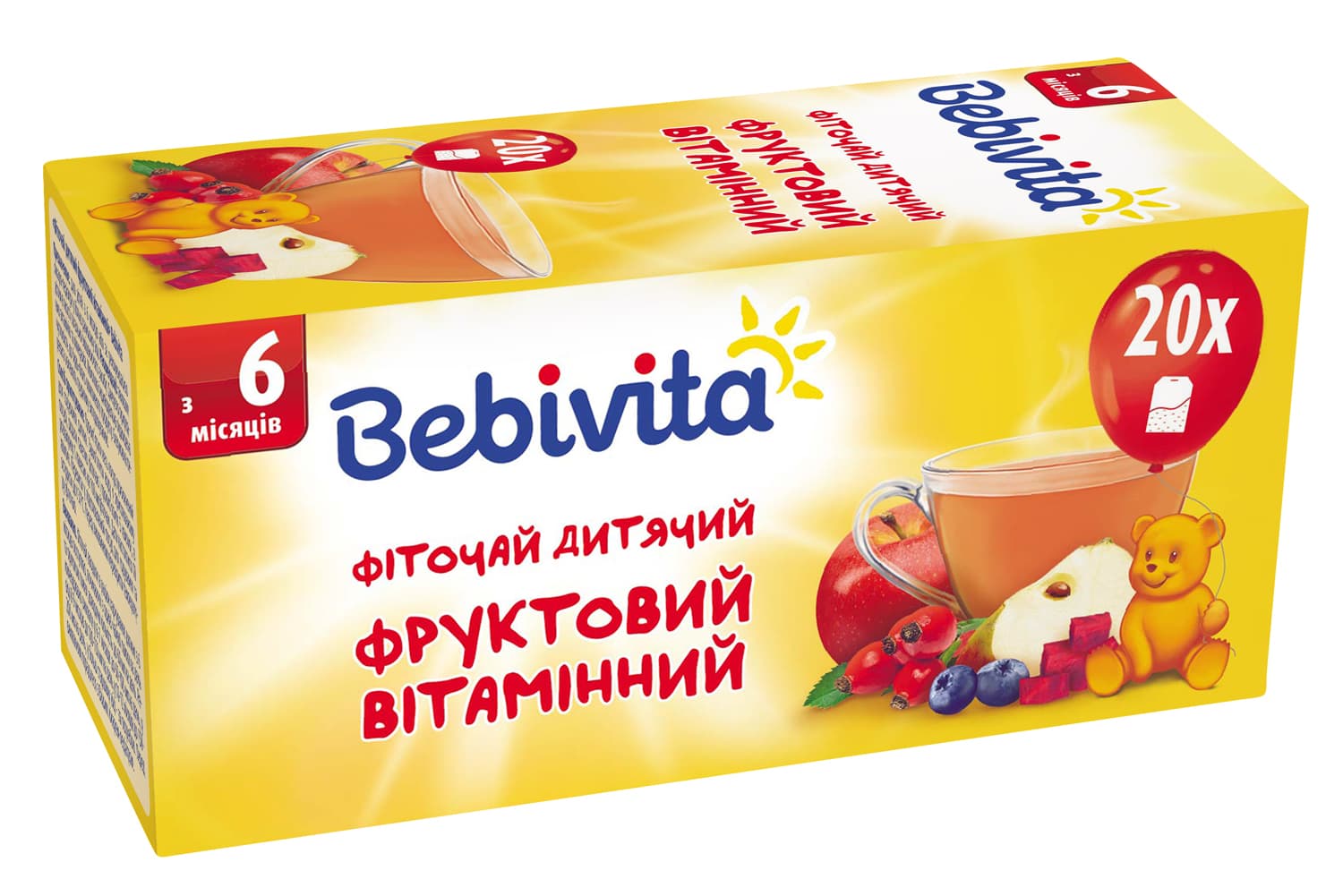 Фіточай дитячий фруктовий вітамінний 30г Bebivita 1378 Фіточай дитячий фруктовий вітамінний 30г Bebivita 1378