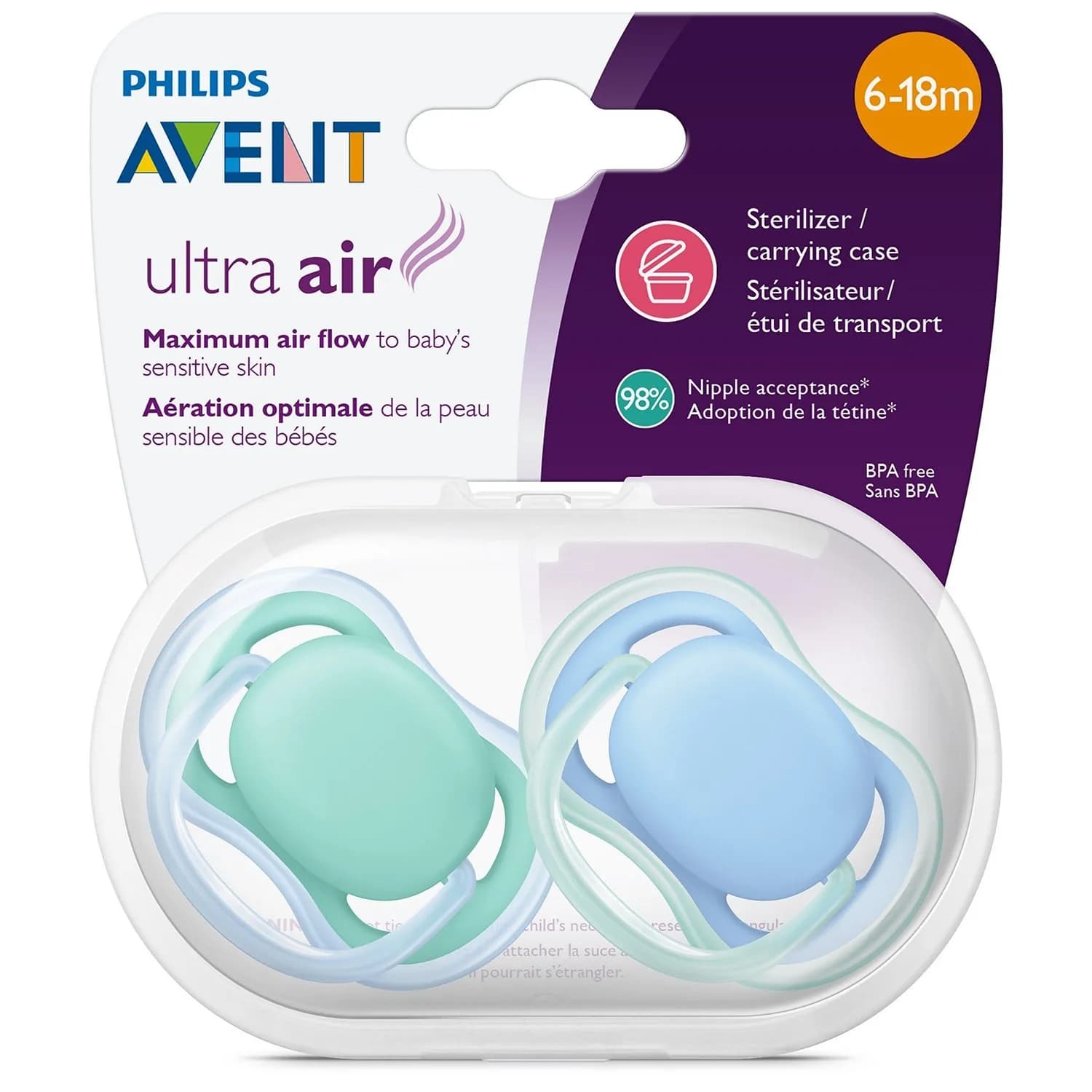 Пустышка Avent Ultra-Air Ночная 0-6м 2шт SCF376/12 фото 2 Пустышка Avent Ultra-Air Ночная 0-6м 2шт SCF376/12 фото 2
