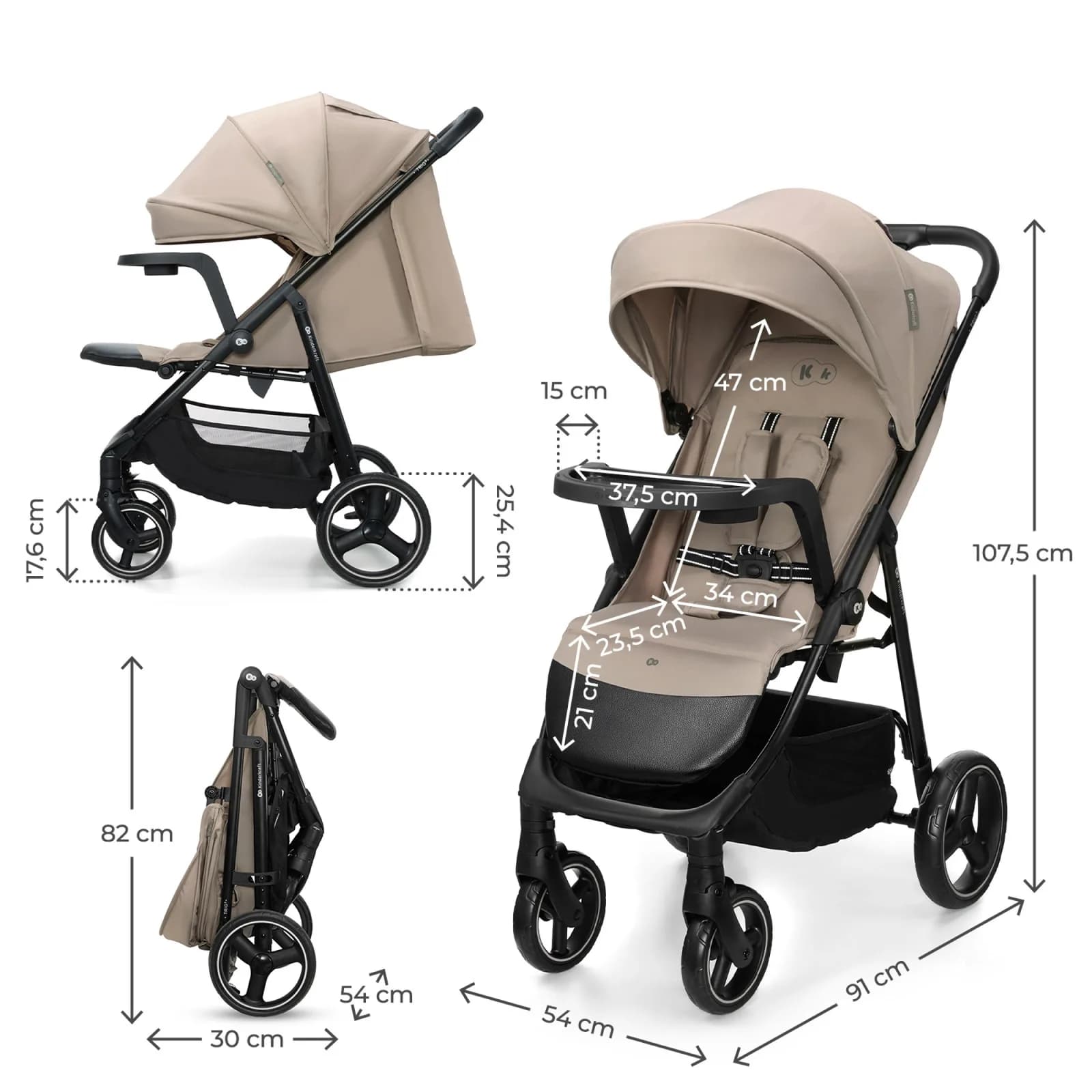 Коляска прогулянкова Kinderkraft Trig 3 Tray KSTRIG03BEG000T Beige фото 9 Коляска прогулянкова Kinderkraft Trig 3 Tray KSTRIG03BEG000T Beige фото 9