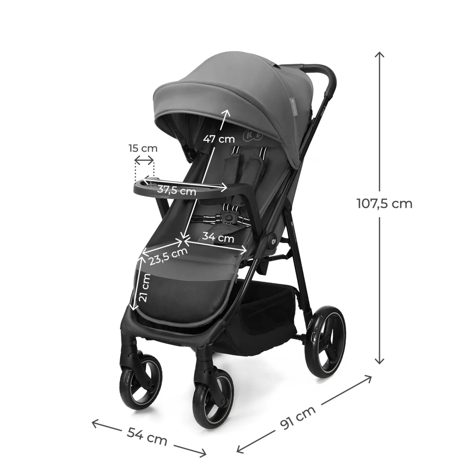 Коляска прогулочная Kinderkraft Trig 3 Tray KSTRIG03GRY000T Grey фото 4 Коляска прогулочная Kinderkraft Trig 3 Tray KSTRIG03GRY000T Grey фото 4