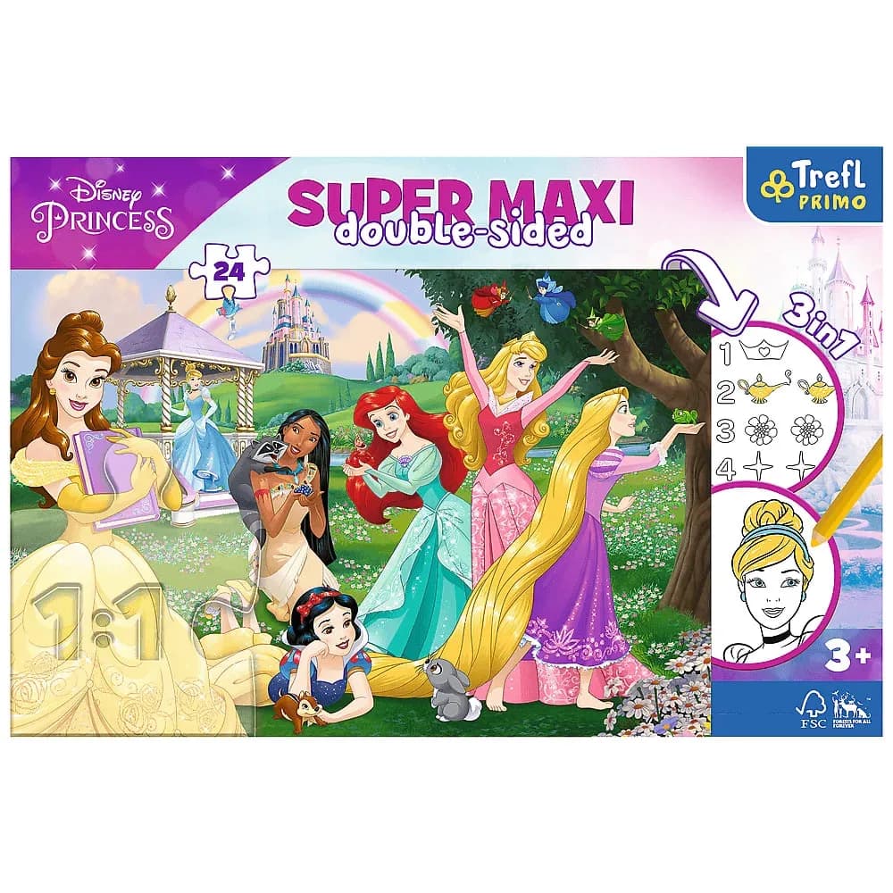 Пазл Trefl SUPER МАХІ с раскраской Счастливые принцессы 24эл 41008 фото 2 Пазл Trefl SUPER МАХІ с раскраской Счастливые принцессы 24эл 41008 фото 2