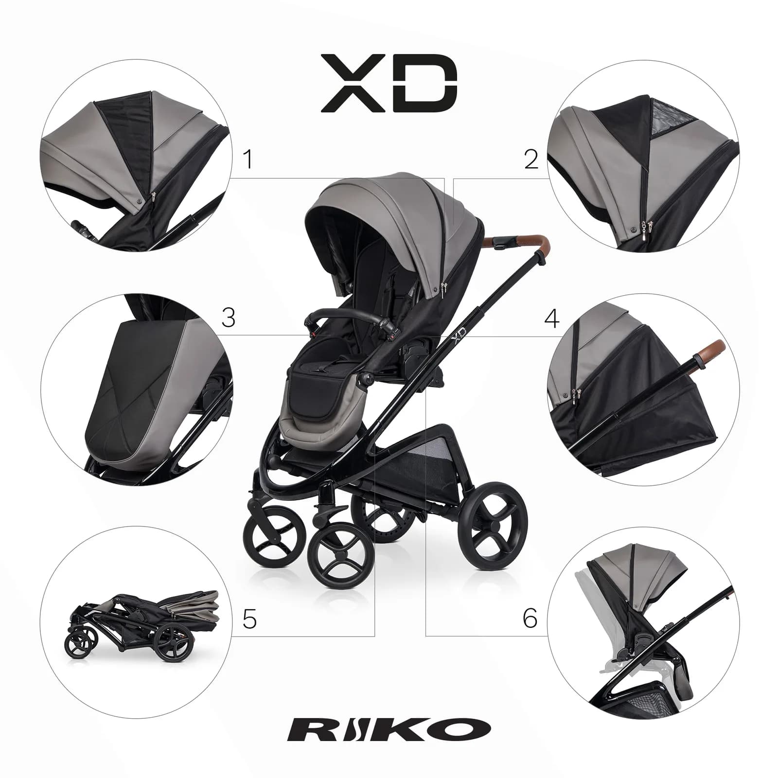Коляска унiверсальна 2в1 Riko XD PRO 01 Anthracite NEW RXD-01 фото 2 Коляска унiверсальна 2в1 Riko XD PRO 01 Anthracite NEW RXD-01 фото 2