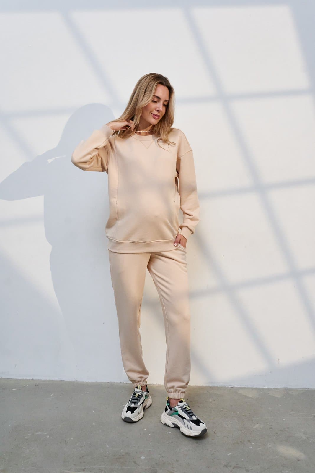 Костюм (свитшот+штаны) S-XL Юла мама Melina ST-35.012 -бежевый Костюм (свитшот+штаны) S-XL Юла мама Melina ST-35.012 -бежевый