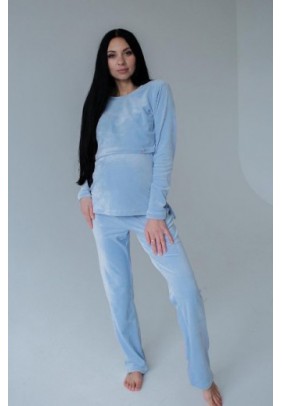 Пижама для беременных и кормления (кофта+штаны) S-XL HN 888101 -голубой