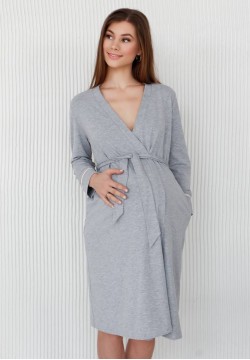 Халат для вагітних та годуючих XS-XL Мамин Дім La Rose 25314- Сірий меланж 