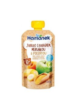 Пюре яблуко, банан, абрикос, полента Hamanek 100г 1215915