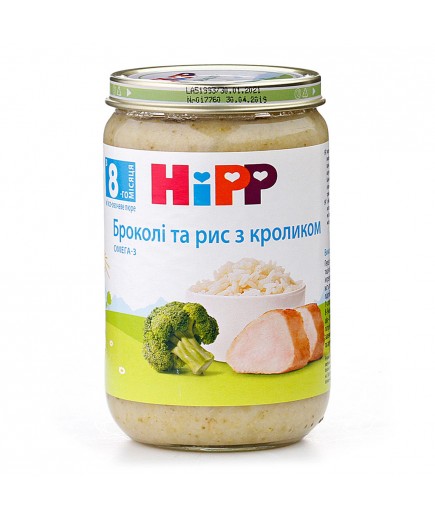 Пюре кролик з рисом та броколі HIPP 220г 6433