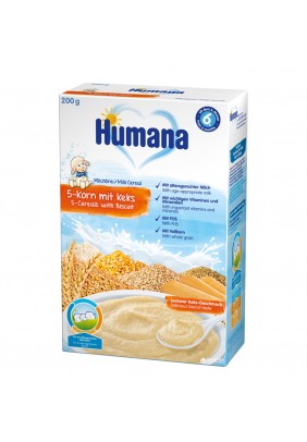 Каша молочна 5 злаків з печивом Humana 200г 775559