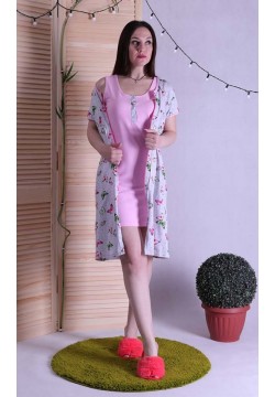 Комплект для беременных и кормления (халат+ночная рубашка) 42-54 Tiana Style 1613 - серый